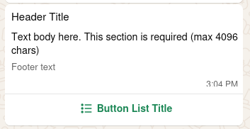 Interactive Button List message